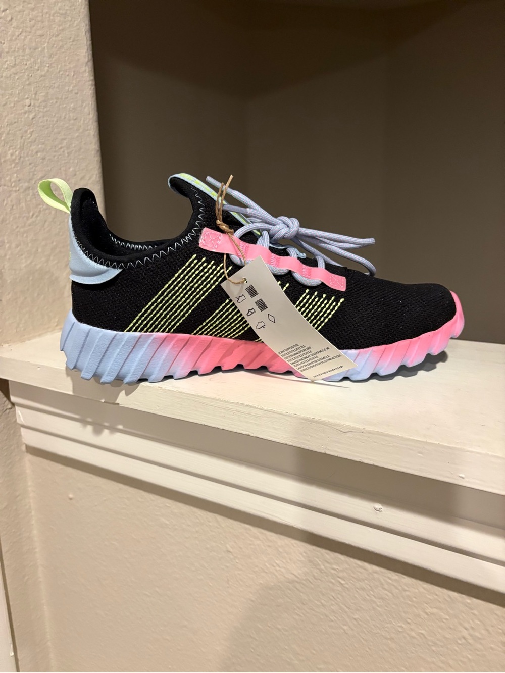 NEW Adidas Kaptir Flow K Black Pink Blue Green Unisex Athletic Sneakers Youth 5Y - Picture 3 of 9